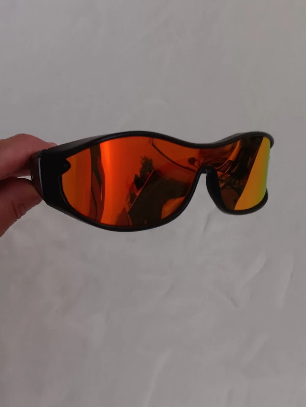 BattleVision Men's/Women's Sport Shield Sunglasses with Orange Mirrored Lenses